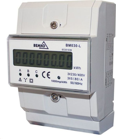 Matës energjie trefazor Bemko A30 BM030 L, 5 80A, ekran 6+2 shifra