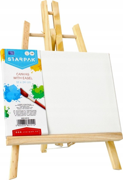 Set pikture Starpak Canvas With Easel 485120, telajo 18x24cm, triped druri, e bardhë