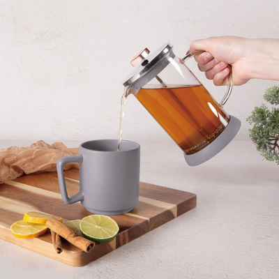 French press BerlingerHaus Design, 800ml, xham borosilikat, ngjyrë kafe taupe