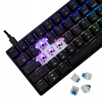Tastierë gaming White Shark SHINOBI 2, switche mekanike blue, ndriçim i pasëm, e zezë, layout US