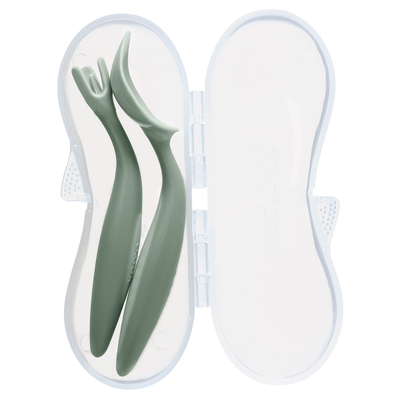 Set takëmesh për foshnje b.box Cutlery, ergonomik, me kuti udhëtimi, jeshile sage
