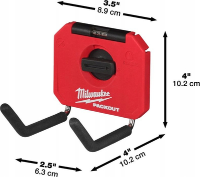 Varëse çeliku Milwaukee PACKOUT, 10 cm, për mur, e kuqe