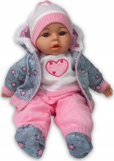 Kukull bebe Adar 565272, 45cm, flet polonisht, rozë gri