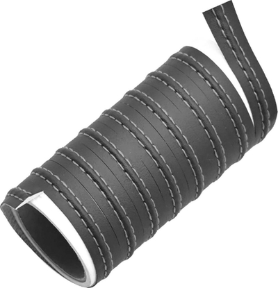 Shirit dekorativ interieri për veturë, 2 m, lëkurë eco, i zi me qepje argjendi