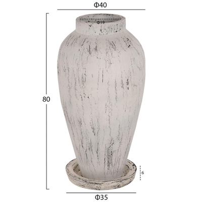 Vazo dyshemeje dekorative me bazë pjatë Laurel Φ40x80Hcm (HM7938), bardhë