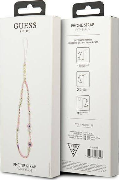 Varëse telefoni Guess GUSTSHPP, koleksioni Beads Shell, rruaza rozë