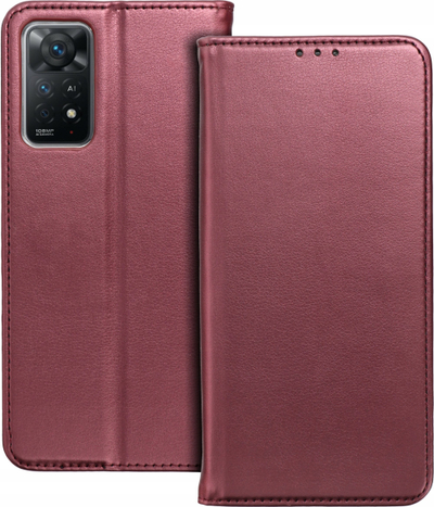 Këllëf-portofol Smart Magneto për iPhone 16, magnetik, me xhepa për karta, ngjyrë burgundy