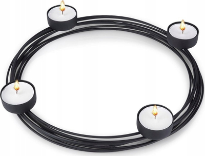 Shandan metal për 4 qirinj tealight, i zi