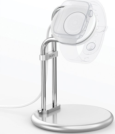Stativ për Apple Watch Sodi SAW-300, bazë karikimi, alumin, argjend
