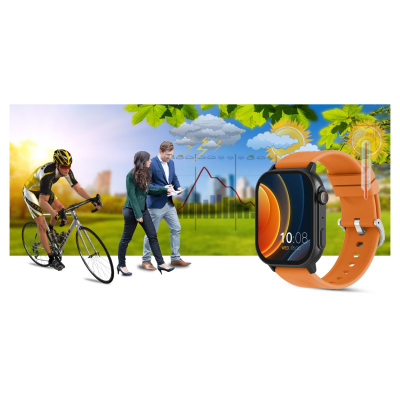 Ora inteligjente Gravity GT15-2, ekran 2.04", Bluetooth për thirrje, portokalli me të zezë