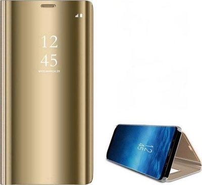 Mbulesë telefoni Huawei Y6p Clear View me kapak, gold