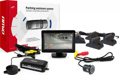 Set sensor parkimi TFT01, ekran 4.3", kamerë HD-308-LED, 4 sensorë, i zi
