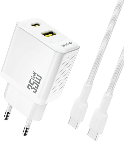 Karikues muri Dudao A27MaxCEU, 35W PD QC, 2 porta USB A USB C, i bardhë