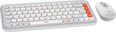 Set tastierë dhe maus Logitech POP Icon, Bluetooth, pa kabllo, e bardhë me portokalli