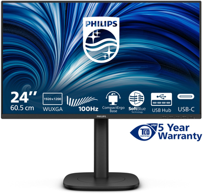 Monitor Philips 3000 Series 24B2N3200D, 24.1", WUXGA 1920 x 1200, i zi