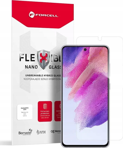 Mbrojtës ekrani Forcell Hybrid Glass Flexible Nano për Samsung Galaxy S21 FE, transparent
