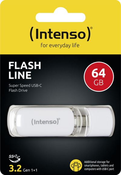 USB Intenso Flash Line, 64GB, USB Type C, gri