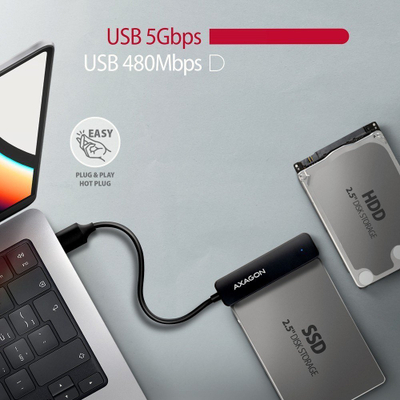 Adapter USB Axagon ADSA-FP2A, USB 3.2 5Gbps, SATA 2.5" HDD SSD, i zi