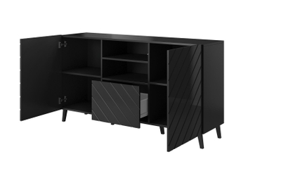 Bufet Abeto 150x42x82, MDF, fronte me shkëlqim, i zi