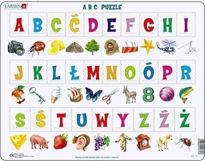 Puzzle alfabeti Larsen Maxi, edukativ, 36.5 x 28.5 cm, shumëngjyrësh
