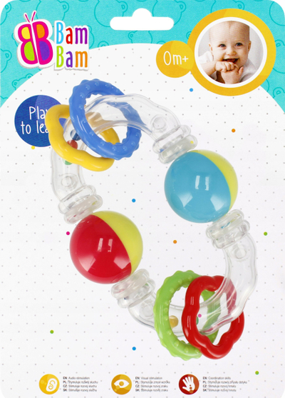 Top lodër për bebe BAM BAM Rattle Ball 521378, me zile, shumëngjyrësh