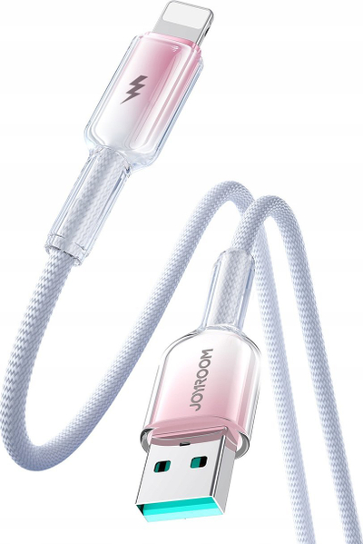 Kабел Joyroom S-A42 Crystal-Clear, USB-A во Lightning, 1.2m, 3A, бел
