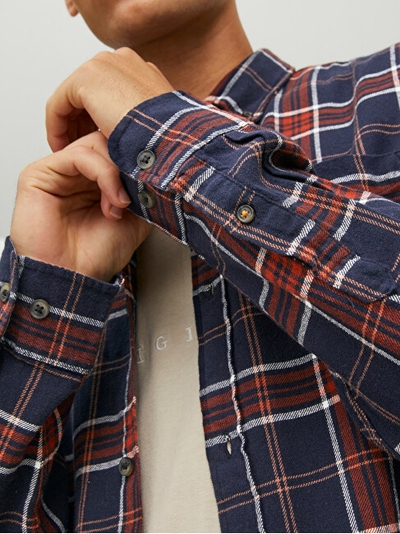 Këmishë JACK&JONES JJECLASSIC Slim Fit, e kaltër/kuqe