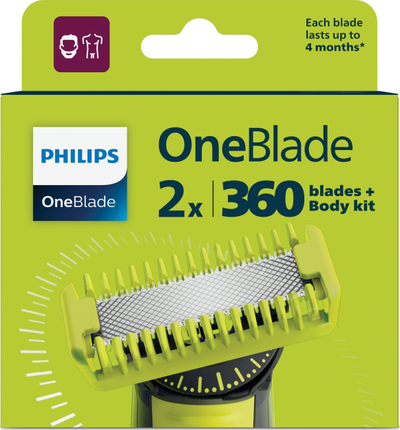 Teh zëvëndsues Philips OneBlade 360 QP624/50, set 2 copë, për fytyrë edhe trup