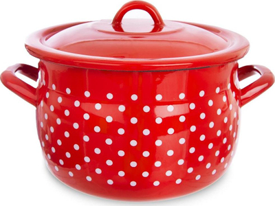 Tenxhere Orion Dot, 20 cm, çelik i emaluar, e kuqe me pika të bardha