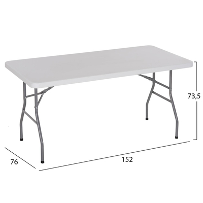 Tavolinë palosëse catering HomeMarkt, plastike, 152x76x74cm, e bardhë