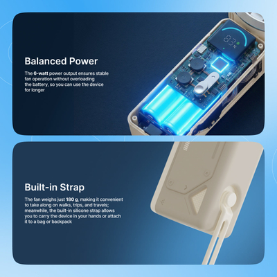 Ventilator portativ Proove Fresher, 4000mAh, 6W, i kaltër