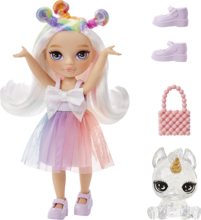 Kукла Rainbow High Littles Opal Raine, 14 cm, со чанта и еденорог