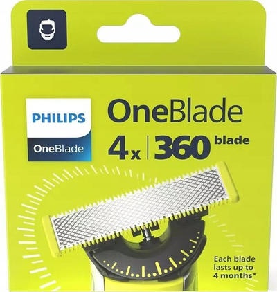 Tehe zëvendsuese Philips OneBlade 360, set me 4 copa, lime green charcoal grey