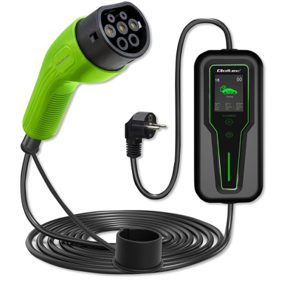 Karikues mobil për makina elektrike Qoltec EV Charger, Type 2, 3.5kW 230V, me ekran LCD, i zi