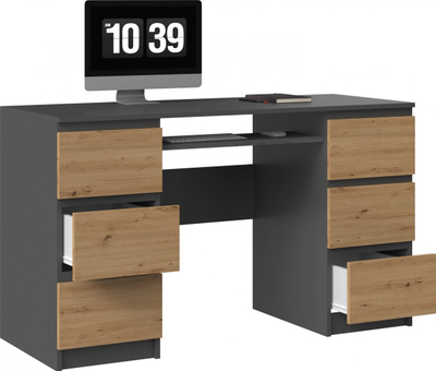 Shkrimore Topeshop Kuba, 130x51cm, 6 sirtarë, antracit