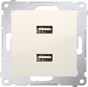 Karikues muri Kontakt Simon DC2USB.01/41, 2x USB 2.1A 5V, ngjyrë krem