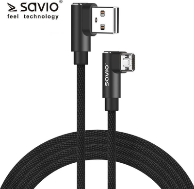 Kabllo USB Savio CL-162, USB-A me microUSB, 2 m, e zezë