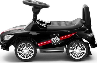 Makinë shtytëse për kalamaj Baby Mix Racer, me tinguj, me bagazh, e zezë