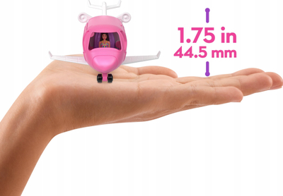 Set lodër Barbie Mini BarbieLand Doll and Vehicle, kukull 3.8 cm, avion Dreamplane me ndryshim ngjyre, shumëngjyrësh