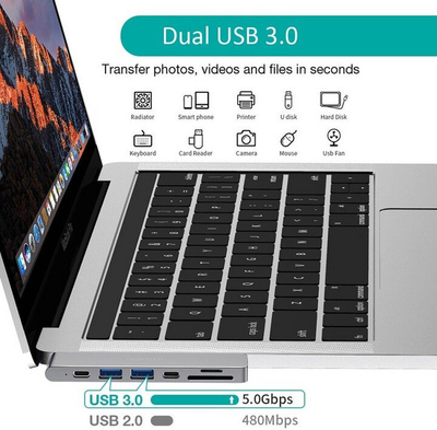 Hub Choetech, HUB-M14, USB-C, 2x USB-A 3.0, HDMI 4K, PD 100W, lexues karte