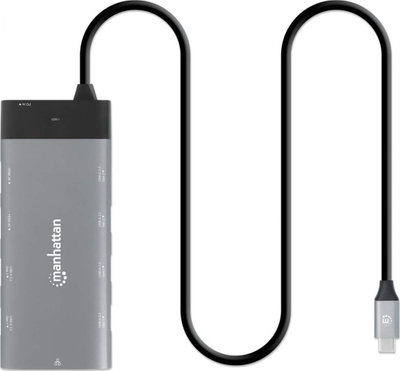 Stacion dokimi Manhattan USB C 130714, 8K, 100W PD, gri