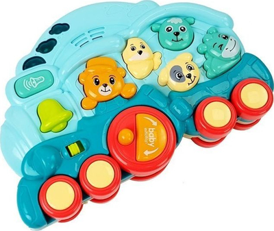 Lodër tren interaktive Leantoys, me tinguj edhe drita, blu
