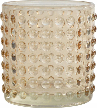 Mbajtëse qiriu Homea Glass Candle Holder ARTY, xham me reliev, Ø 7 cm, bezhë