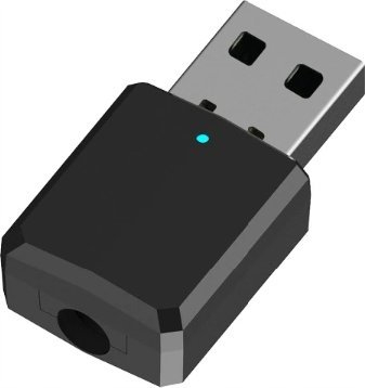 Adapter audio Bluetooth 2 në 1, transmetues edhe marrës, USB me dalje 3.5mm AUX, i zi