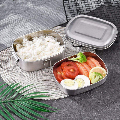 Set enësh kampingu pa markë, 2 enë inox me kapakë, çelik inox, argjendtë