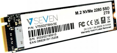 SSD i brendshëm V7 V7SSD1TBM2SE, M.2 SATA, 1TB, i zi