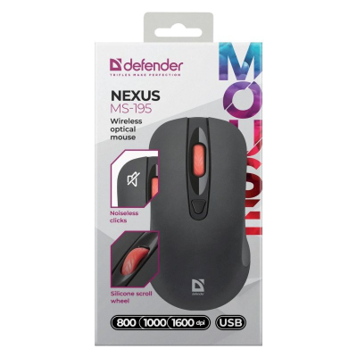 Maus pa tel Defender Nexus MS-195, RF 2.4 GHz, 1600 DPI, i zi