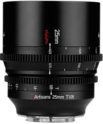 Objektiv kinematografik 7artisans Vision, 25mm, T1.05, Canon RF, i zi