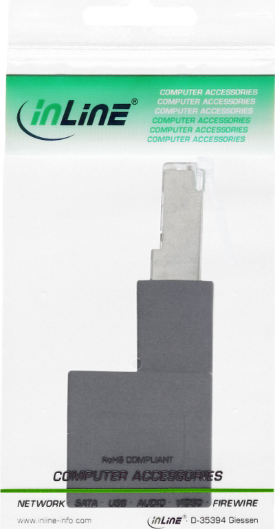 Adapter rrjeti InLine Patch Cord Cat.6A, RJ45 mashkull femër, kënd 90°