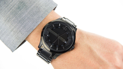 Orë dore për meshkuj Armani Exchange AX2104, e zezë